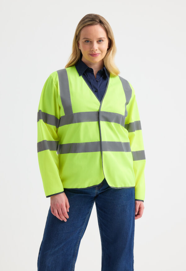 UC802_W_1695 Uneek UC802 Long Sleeve Hi Vis Safety Waistcoat 120 GSM