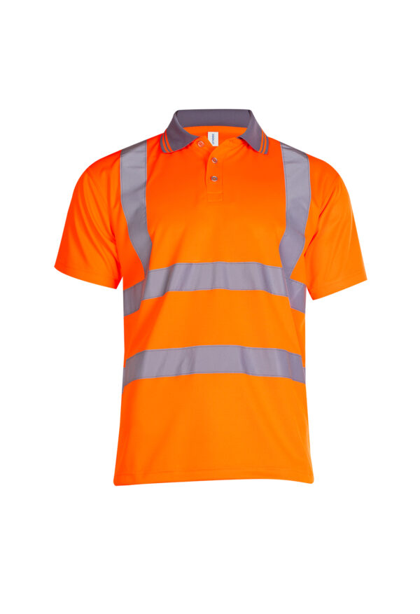 UC808-Orange-Front • Uneek UC808 Hi Vis Short Sleeve Polo Shirt Safety workwear 175 GSM