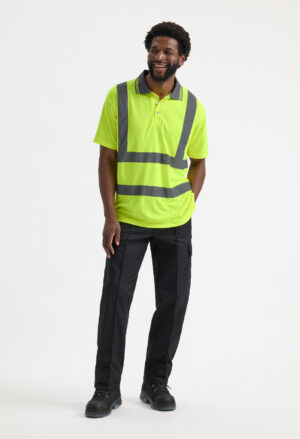 • Uneek UC808 Hi Vis Short Sleeve Polo Shirt Safety workwear 175 GSM