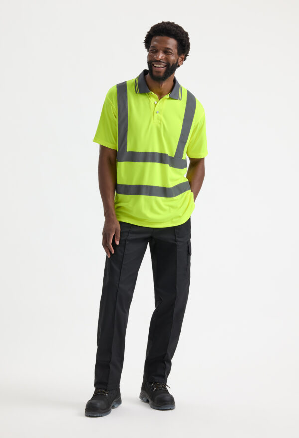 UC808_M_859 • Uneek UC808 Hi Vis Short Sleeve Polo Shirt Safety workwear 175 GSM