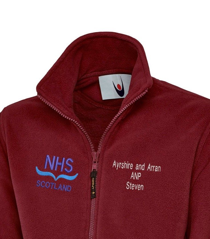 Personalized NHS Scotland Fleece Jacket, Embroidered Full Zip Microfleece