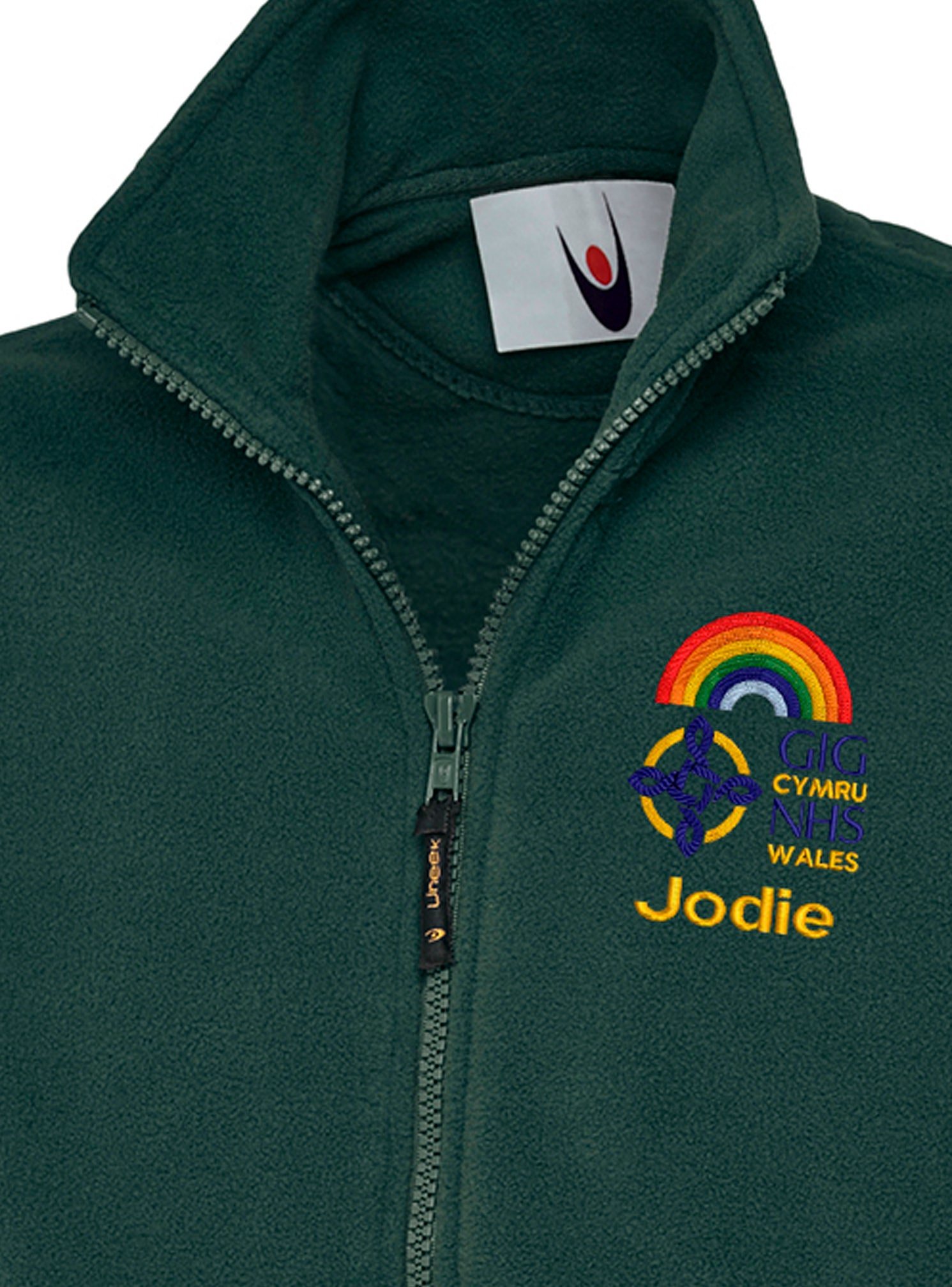 Welsh NHS Fleece Jacket, Personalised Rainbow Jacket, Classic Full Zip Micro GIG Cymru, Personalised, NHS rainbow Classic fleeced Jacket