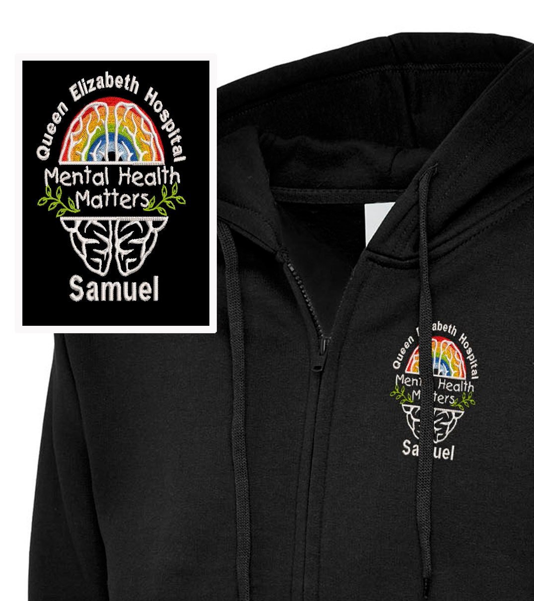 Personalized Mental Health Worker Hoodie – Rainbow Brain Design