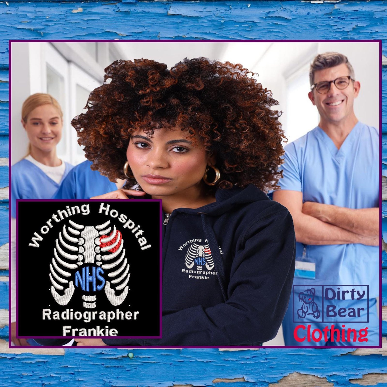 il_fullxfull.6653162285_jyk4.jpg Embroidered NHS Radiographer Zip Hoodie, Worthing Hospital Chest Design