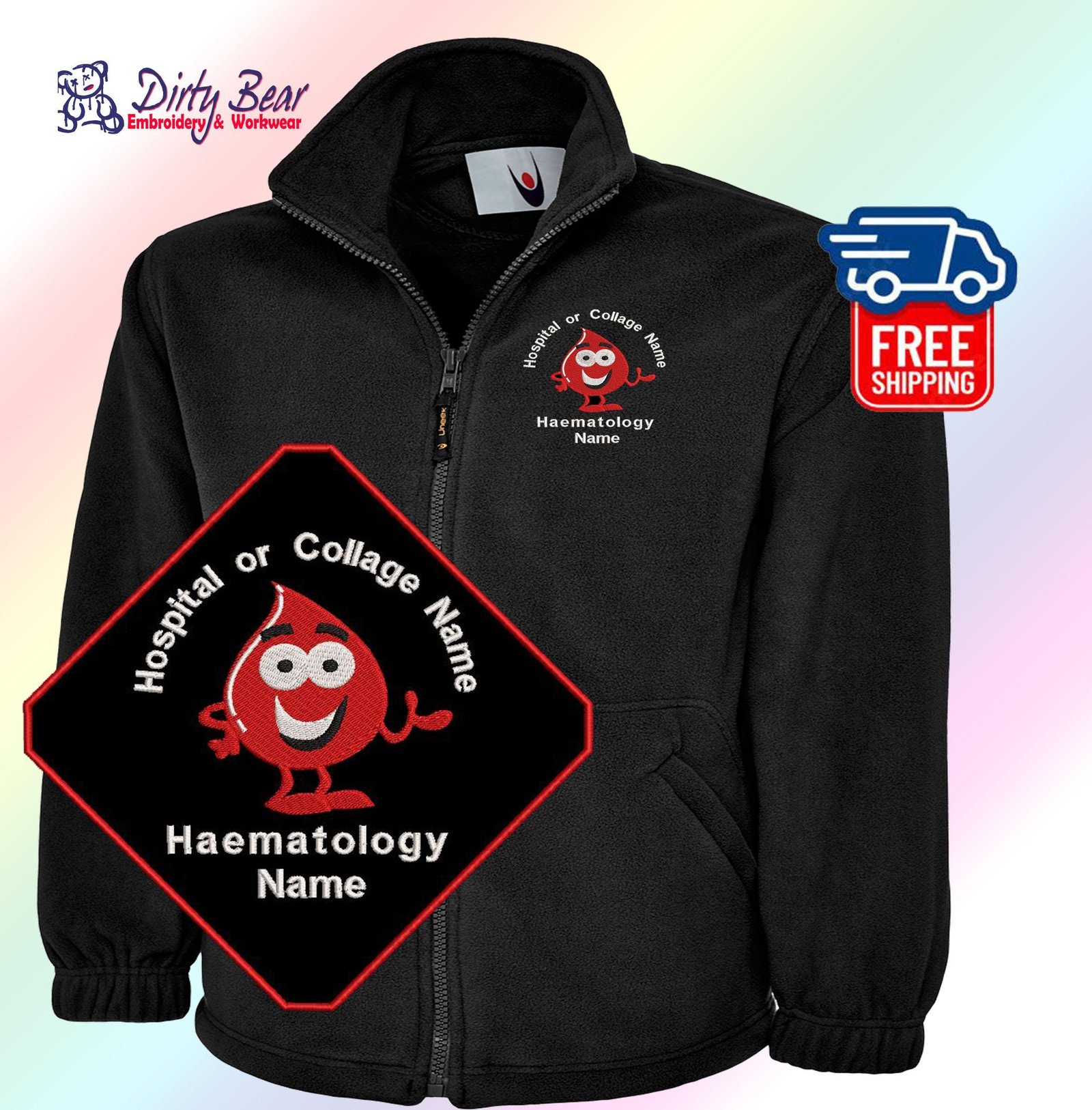 Custom Embroidered Fleece Jacket – NHS Phlebotomist Haematology Staff Apparel
