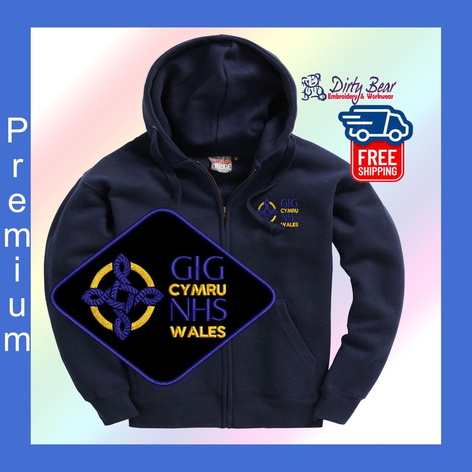 il_fullxfull.7340259504_9fl6.jpg Welsh NHS Full zipped hoodie-logo only -6 Colour options - Premium Heavyweight hoodie 310gsm-For Welsh NHS staff