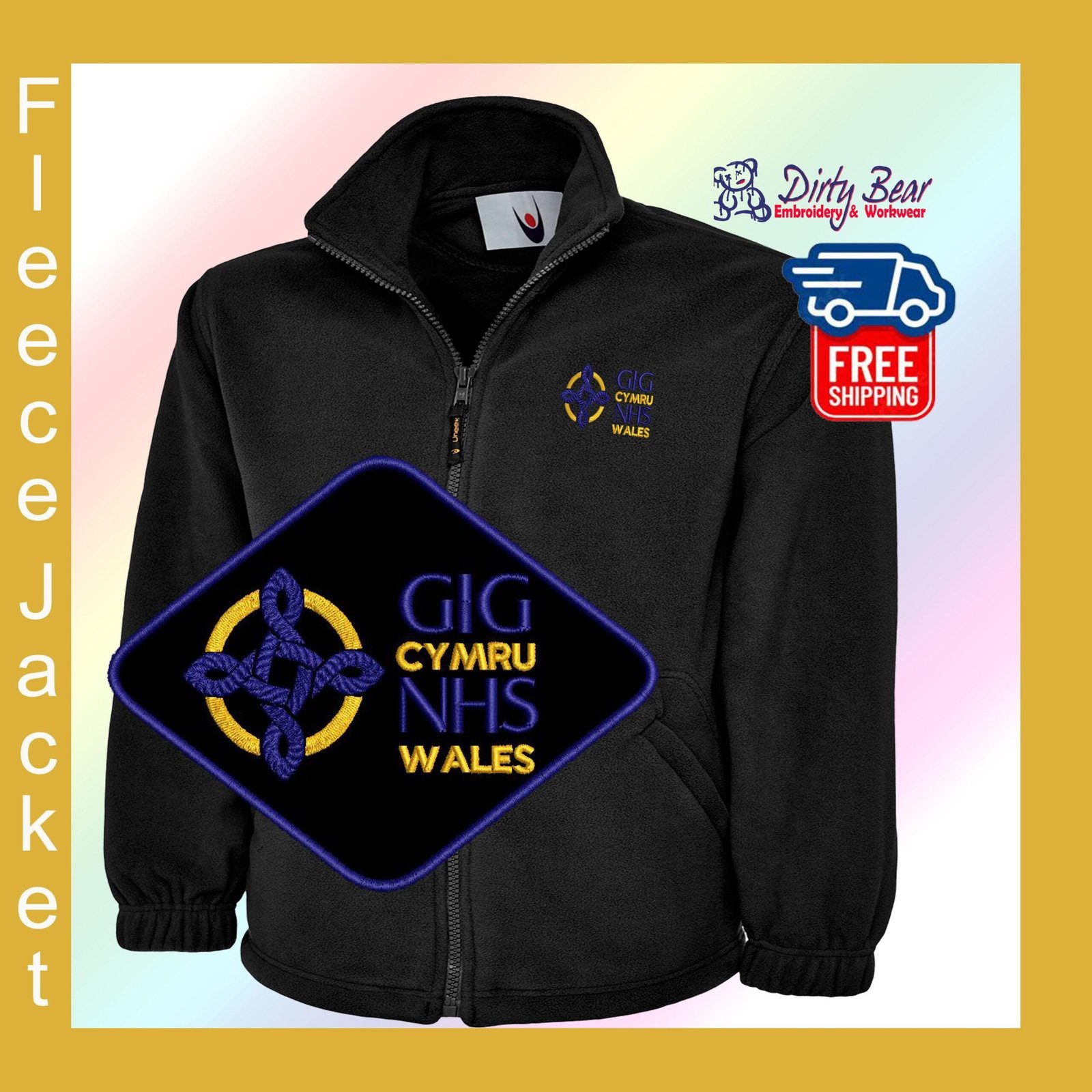 Welsh NHS Fleece Jacket, Embroidered Logo, Unisex Fit