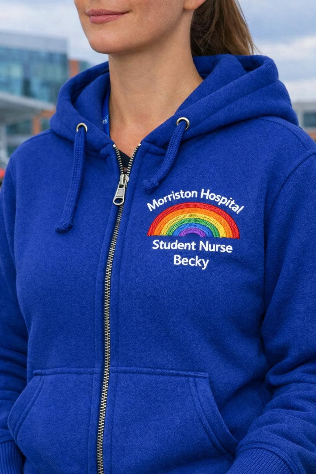 Personalised Student Nurse Rainbow Zip-Up Hoodie – Custom NHS Staff Gift
