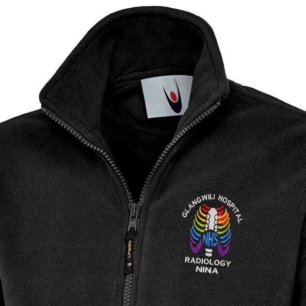 Personalised NHS Radiology Fleece Jacket – Rainbow X-Ray Embroidery Unisex Fit
